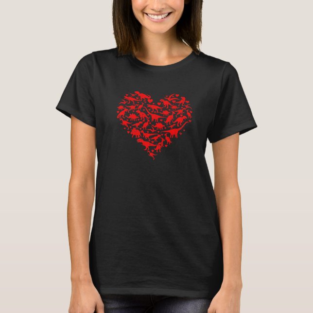 Dinosaur Love Heart Cute Valentines Day Boys Kids  T-Shirt (Front)