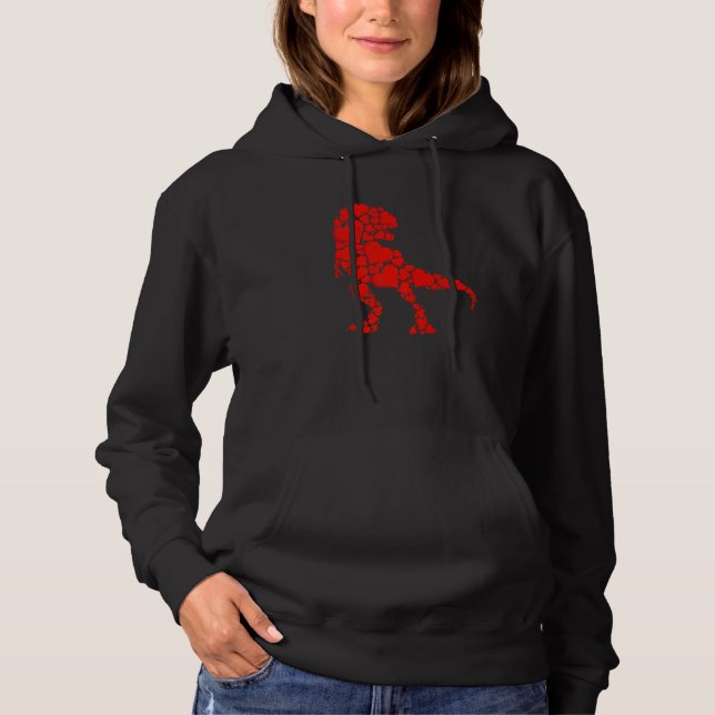 Dinosaur Love Heart Cute Valentines Day Boys Toddl Hoodie (Front)