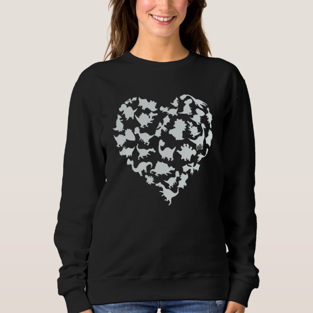Dinosaur Love Heart Rex Cute Valentines Day Boys T Sweatshirt (Front)