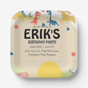 Dinosaur Lover 6th Birthday Party Paper Plate