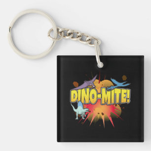 Dinosaur Lover Dynamite Dino-mite Pun Key Ring