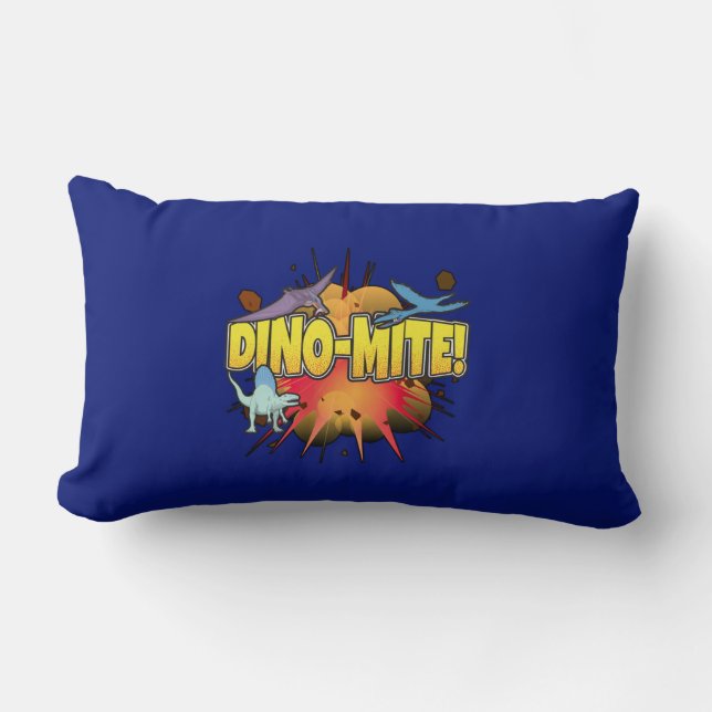 Dinosaur Lover Dynamite Dino-mite Pun Lumbar Cushion (Front)