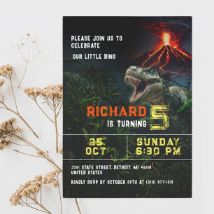 Dinosaur Lover Kids Customisable Birthday Party Invitation
