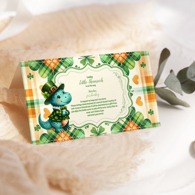 Dinosaur Lucky Little Shamrock Books for Baby Enclosure Card (Creator Uploaded)