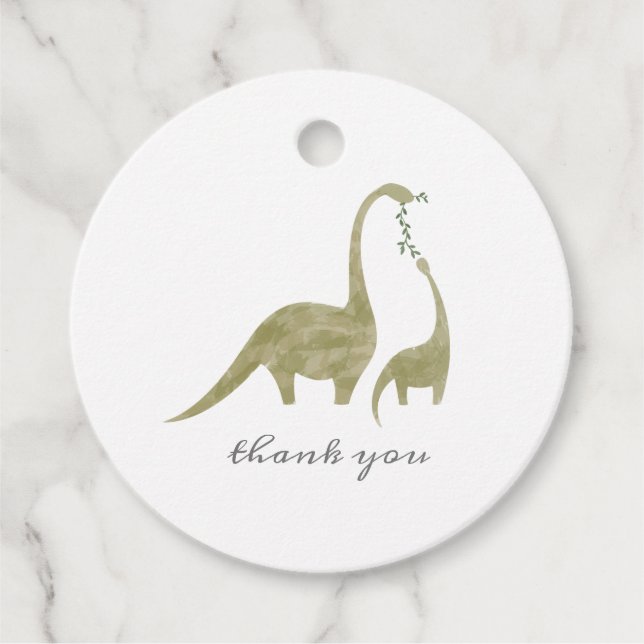 Dinosaur Mama Baby Shower Favour Tags (Front)