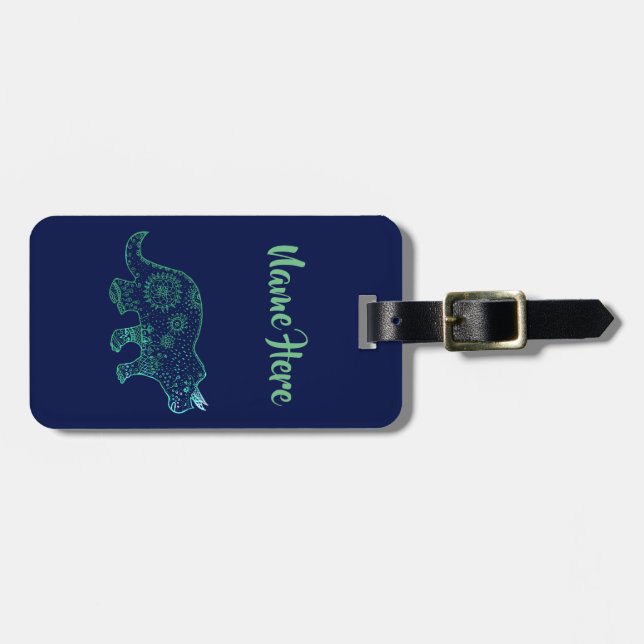 Dinosaur, mandala triceratops  custom Luggae Tags (Front Horizontal)
