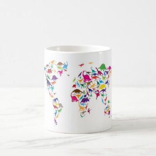 Dinosaur Map of the World Map Coffee Mug