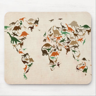 Dinosaur Map of the World Map Mouse Pad