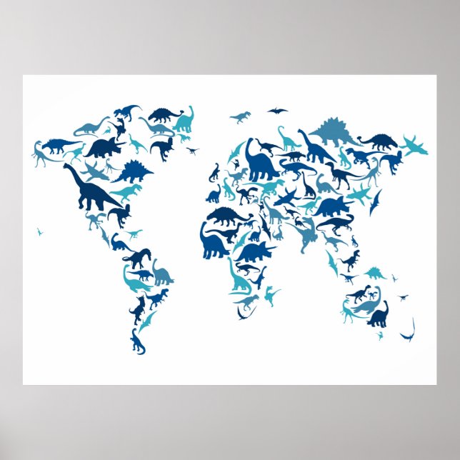 Dinosaur Map of the World Map Poster (Front)