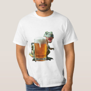 dinosaur men's t-shirt defending his beer