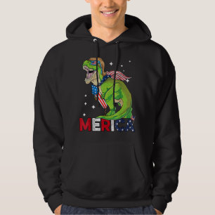 Dinosaur Merica Men Boys American Flag Rex 4th Of Hoodie