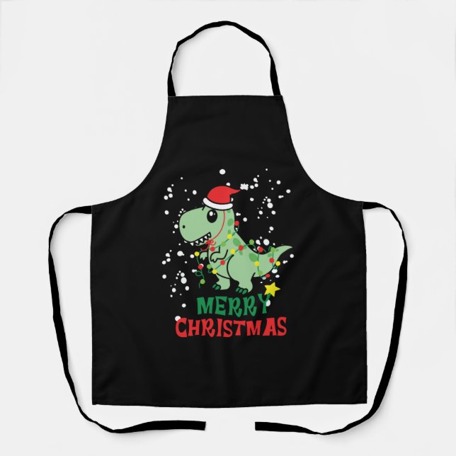Dinosaur Merry Christmas   Apron (Front)