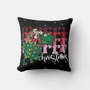 Dinosaur Merry Christmas Santa Claus Cushion