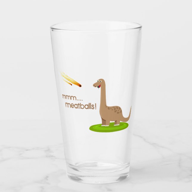 Dinosaur Meteor Meatballs Glass (Front)