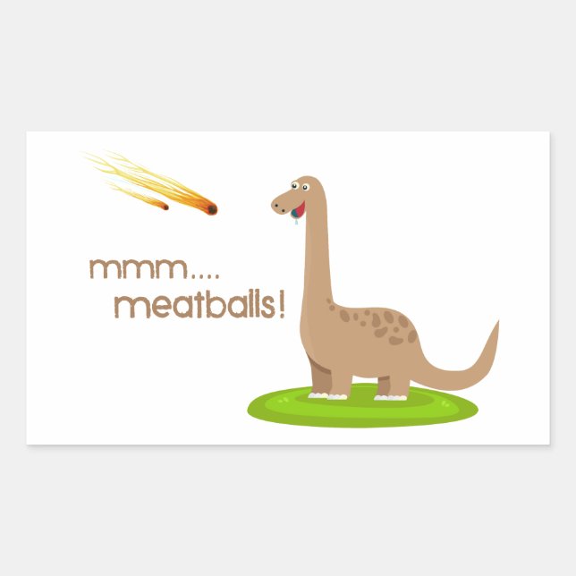 Dinosaur Meteor Meatballs Rectangular Sticker (Front)