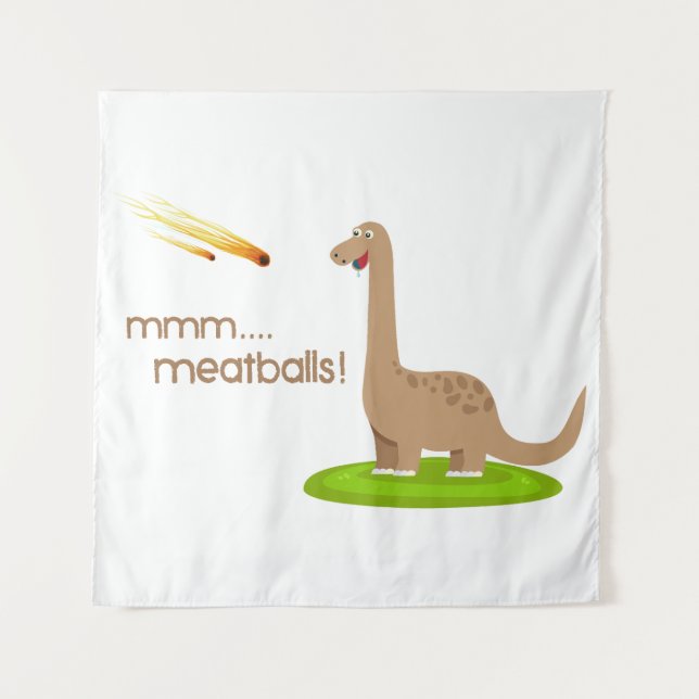 Dinosaur Meteor Meatballs Tapestry (Front)