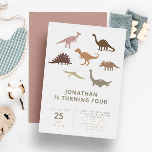 Dinosaur Modern Minimalist Kids Birthday Party Invitation