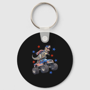 Dinosaur Monster Truck 4th of July Kids Boys Men Key Ring