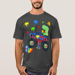 Dinosaur Monster Truck Autism Awareness Puzzle for T-Shirt