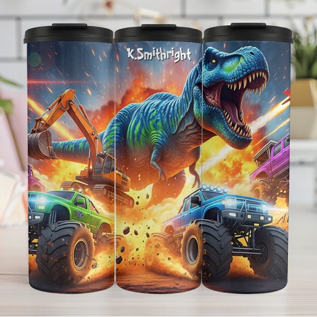 Dinosaur Monster Truck Construction Chaos Thermal Tumbler (Creator Uploaded)