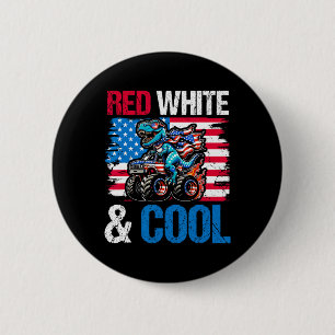 Dinosaur Monster Truck Dino 4th Of July Boys Ameri 6 Cm Round Badge