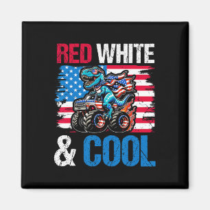 Dinosaur Monster Truck Dino 4th Of July Boys Ameri Magnet