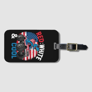 Dinosaur Monster Truck Dino 4th Of July Flag Boys Luggage Tag