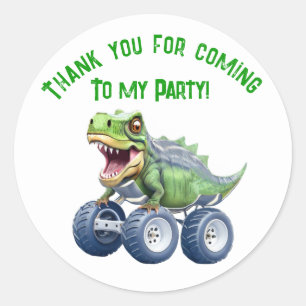 Dinosaur monster truck personalised birthday  classic round sticker
