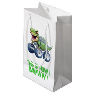 Dinosaur monster truck personalised birthday small gift bag