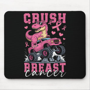 Dinosaur Monster Truck Pink Ribbon Crush Breast Ca Mouse Pad