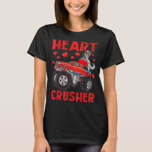 Dinosaur Monster Truck T Rex Valentines Hearts Tod T-Shirt