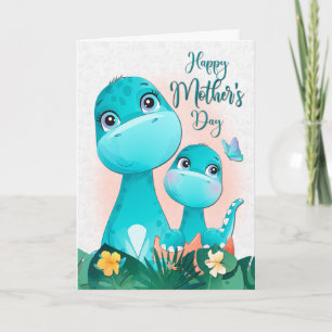 Dinosaur Mother and Baby for Mother’s Day Card