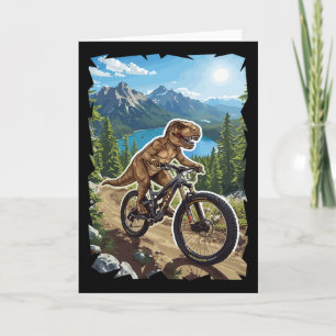 Dinosaur Mountain Biking Through Forest Trail  Card