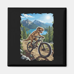 Dinosaur Mountain Biking Through Forest Trail Magnet