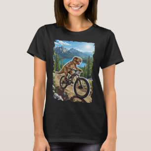 Dinosaur Mountain Biking Through Forest Trail  T-Shirt