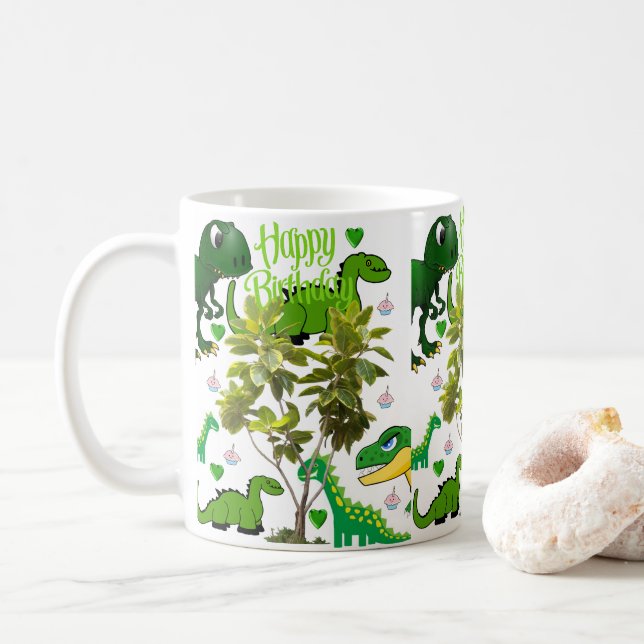 Dinosaur Mug Happy Birthday Mug (With Donut)