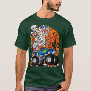 Dinosaur Mummy Riding Monster Truck Halloween T-Shirt