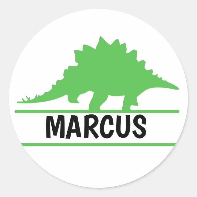 Dinosaur name Personalised round sticker (Front)