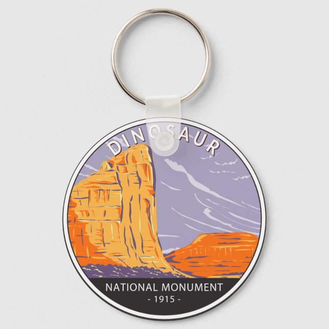 Dinosaur National Monument Vintage Circle  Key Ring (Front)