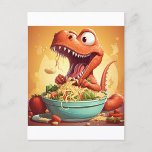 Dinosaur Noodles Illustration Postcard