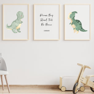 Dinosaur Nursery Art, Personalised Text Kids Name