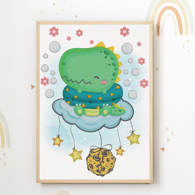 Dinosaur Nursery Print Dino Kids Room Poster (Creator Uploaded)