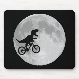Dinosaur on a Bike In Sky With Moon Mouse Pad
