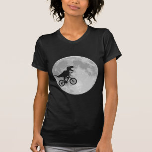 Dinosaur on a Bike In Sky With Moon T-Shirt