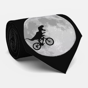 Dinosaur on a Bike In Sky With Moon  Tie