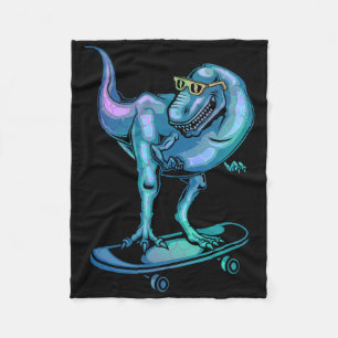 Dinosaur On Skateboard Skateboarding Dinosaur Gear Fleece Blanket