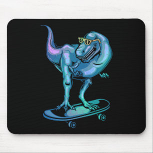 Dinosaur On Skateboard Skateboarding Dinosaur Gear Mouse Pad