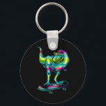 Dinosaur On Skateboard Skateboarding Skater Gear  Key Ring<br><div class="desc">Dinosaur On Skateboard Skateboarding Skater Gear</div>