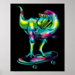 Dinosaur On Skateboard Skateboarding Skater Gear  Poster