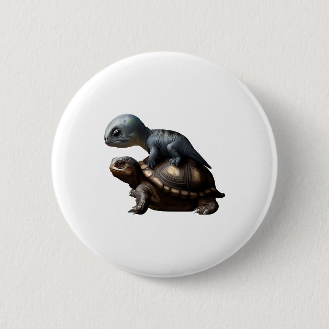 dinosaur on turtle Copy 6 Cm Round Badge (Front)